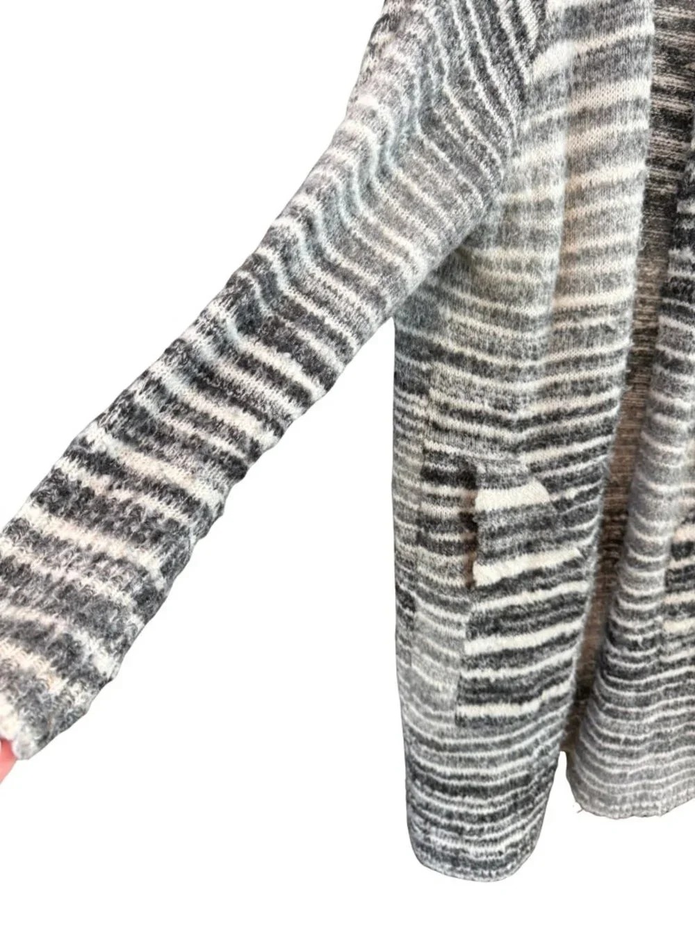 Neiman Marcus Mohair Blend Long Stripe Cardigan Sweater